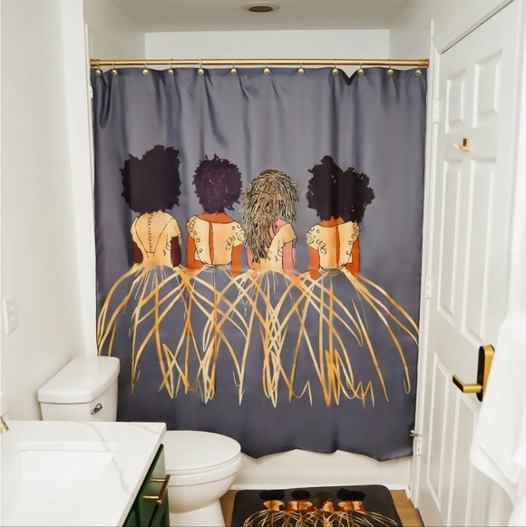 Pardon Other - Sisterhood -Royal Gray- Fabric Shower Curtain NEW!! Bathroom Chic/Stylish